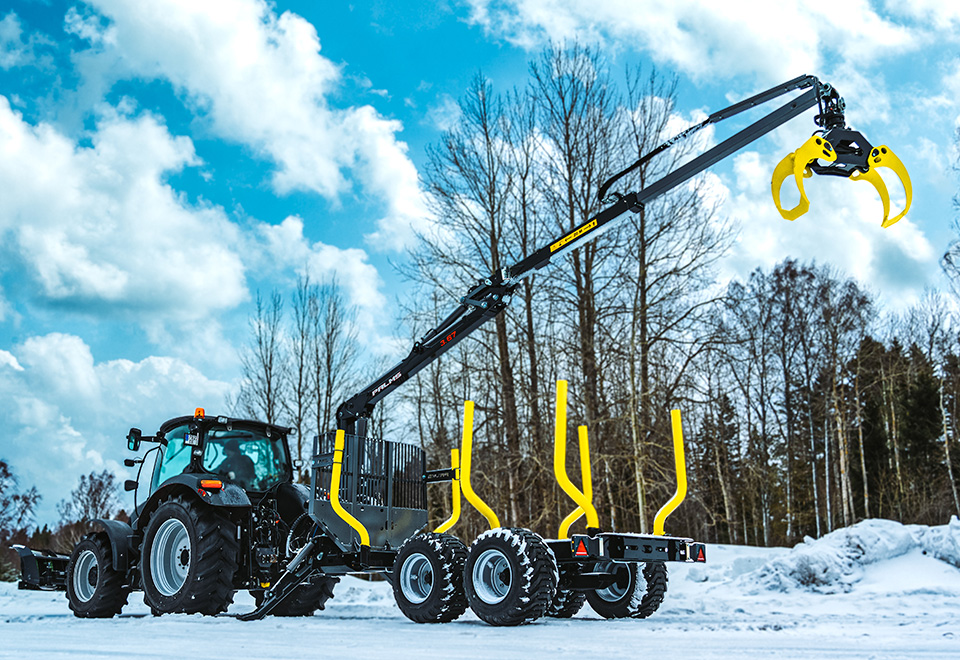 Grue forestière Palms 3.67 avec remorque forestière 9SC